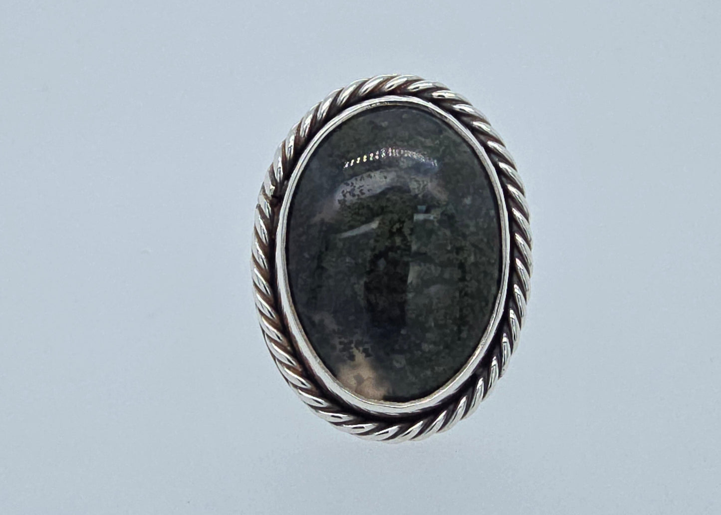 Zilveren ring met mosagaath